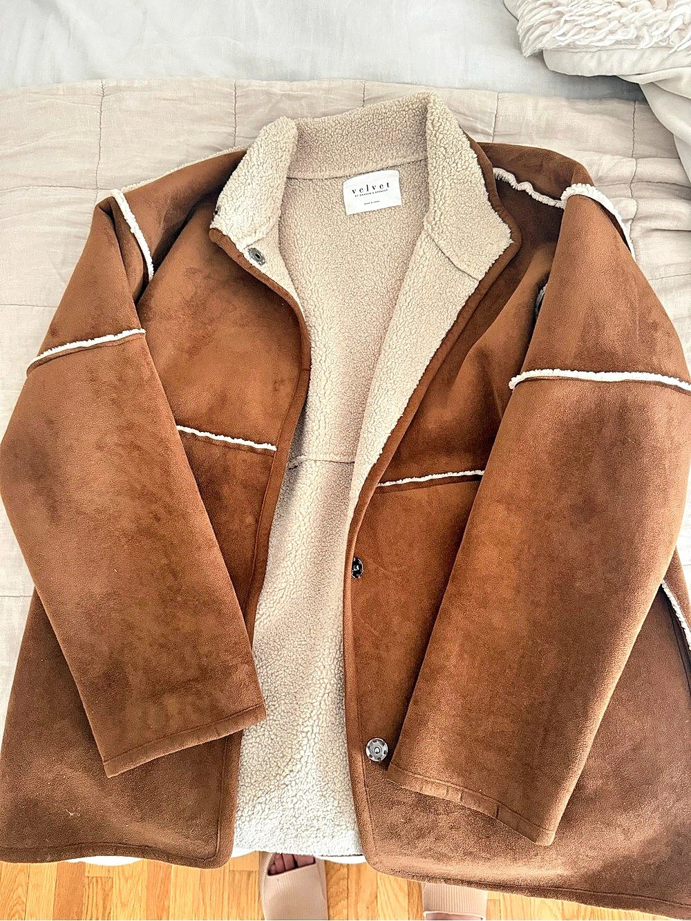 velvet by Graham & Spencer Shona Reversible Faux Sherpa Jacket Teddy Jacket